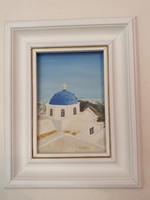 L.Katalin- Görög ország, Kék kupolás templom, olajfestmény