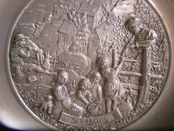 Plate - 23 cm - 3 d - pewter - wall plate - unused - Austrian - perfect