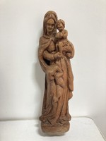 Szűz Mária Madonna fali faszobor vallási egyházi spanyol címkés