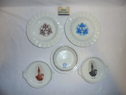 Five different lowland porcelain ashtrays and ashtrays - together