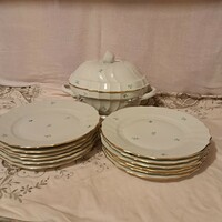 Herend soup bowl + 12 flat plates