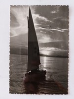 Old postcard Balaton photo postcard sailing sunset