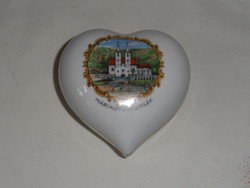 Zsolnay heart-shaped porcelain Máriagyüdi souvenir bonbonnier, box