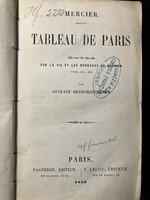Tableau de Paris. Etudes sur la vie et les ouvrages de Mercier 1853 antik könyv francia nyelvű