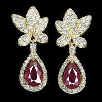 Real ruby with 925 silver earrings