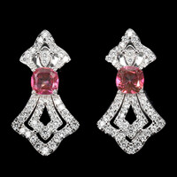 Real pink topaz with 925 silver earrings