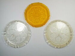 Set of 3 plastic bowl coasters with retro crystal effect - from the 1970s-1980s