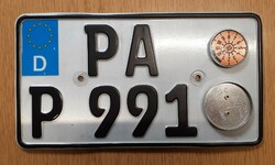 Német rendszám rendszámtábla P PA 991 Mororkerékpár