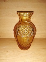 Retro borostyán üveg váza - 13 cm magas  (14/d)
