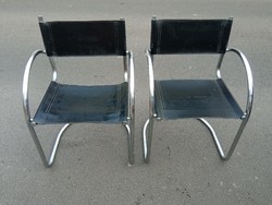 Bauhaus, chrome tubular frame chairs, 2 pcs, marcel breuer