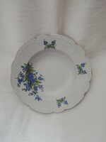 Wall plate with forget-me-not pattern, beaded, Zsolnay