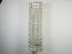 Retro régi üveg váza domború mintás - 22,3 cm magas