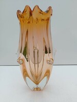 Bohemia Cseh narancs művészüveg váza