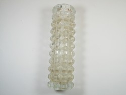 Retro régi üveg váza domború mintás - 17,3 cm magas