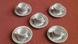 Chinese porcelain mocha cup + base, 5 pcs