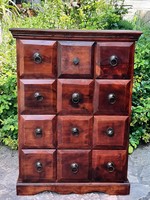 Small chest of drawers in solid wood with 12 drawers