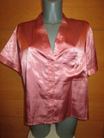 Pink satin women's mesh top pajama top pajama 38m sleepwear