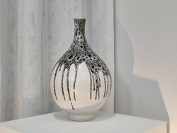 Czech dittmar urbach ceramic floor vase with dripped plastic glaze - 1980s