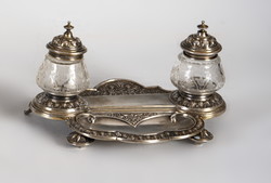 Silver inkstand with old, original glass