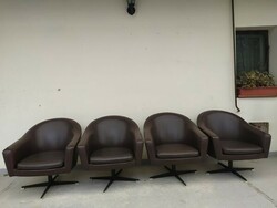 Retro bútor műbőr kárpitozott forgós fotel szék 4 darab 4946
