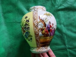 Antique Dresden, 1843-1883. Beautiful hand painted rococo vase with paintings.