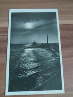 Balaton, hajó és móló, bélyegző: Balatonszemes 1953