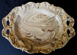 Dt/231. Antique p&s, portheim & sons bohemian marbled faience bowl/tender with openwork lugs
