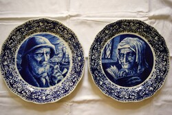 Delfti porcelán fali tányér pár