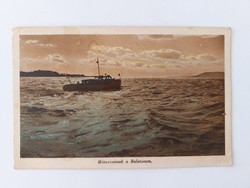 Old postcard 1939 Balaton photo postcard motorboat