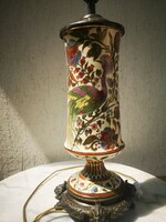 Antik Zsolnay lámpa kézifestett , viràgok, Madarak. Családi pecsét.