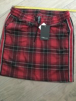 New jean pascale burgundy checked mini skirt with elastic waist