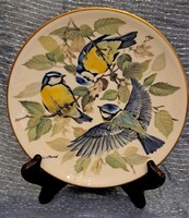 Kék cinege madaras porcelán tányér, falitányér, dísztányér (L3826)