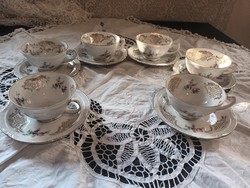 Eladó régi porcelan német Bavaria Seltmann Weiden virágos aranyozott teás  6 dbos készlet!