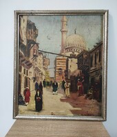 Arab utcarészlet K. Lang L. jelzéssel, festmény