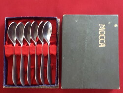 In a box of 6 stainless steel mocha spoons