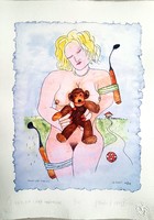 Ef Zámbó István - Fejlett lány majommal 32 x 24 cm computer print, merített papír