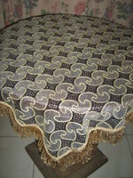 Special fringed tablecloth runner with beautiful sequin embroidery