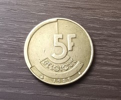 5 frank,Belgium 1986