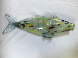 Muranói, többszínű, kézzel készült, fújt üveghal (N42) - hand made glass fish from Murano Italy