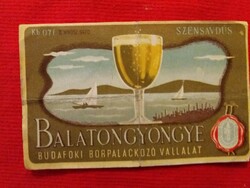 RÉGI - BUDAFOK - BALATON GYÖNGYE pezsgő habzó boros 0,7 L italos címke ÁLLAPOT a képek szerint
