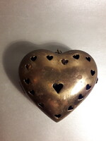 Potpourri tartó szív forma fém áttört doboz szelence függeszthető karácsonyfadísz is