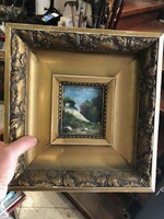 Impresszionista festmény a XIX. század végéről, olaj, 15 x 15 cm-es