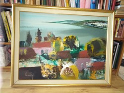 Vásárhelyi K. Tibor Képcsarnokos festménye, 92x72 cm, Balaton