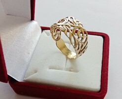 14K-os áttört csipkemintás arany gyűrű