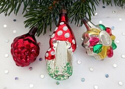 Régi üveg karácsonyfa dísz  4-7cm sérült- darabonként