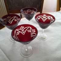 Burgundy polished crystal glass 4 pieces