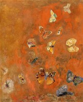 Odilon Redon A pillangók megidézése 1911 reprodukció vászonkép nyomat színes lepkék, vakrámásan is!