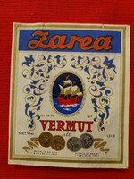 RÉGI - JUGOSZLÁV  - ZAREA VERMOUTH vermut címke -  ÁLLAPOT a képek szerint