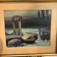 Csuka Jenő festménye, akvarell, 18 x 24 cm-es nagyságú