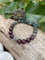 Compassion Garnet Indian Agate Bracelet with Infinity Knot